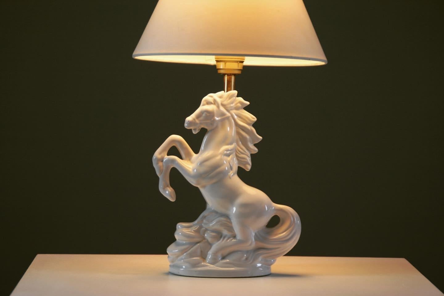 20th Century “Prancing Horse” Ceramic Lamp, France, 1980s For Sale
