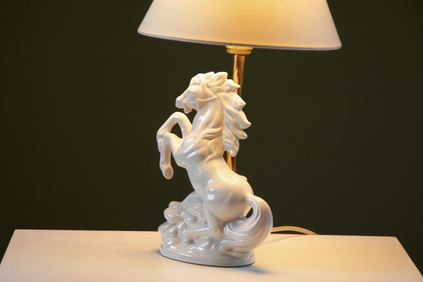 “Prancing Horse” Ceramic Lamp, France, 1980s For Sale 1