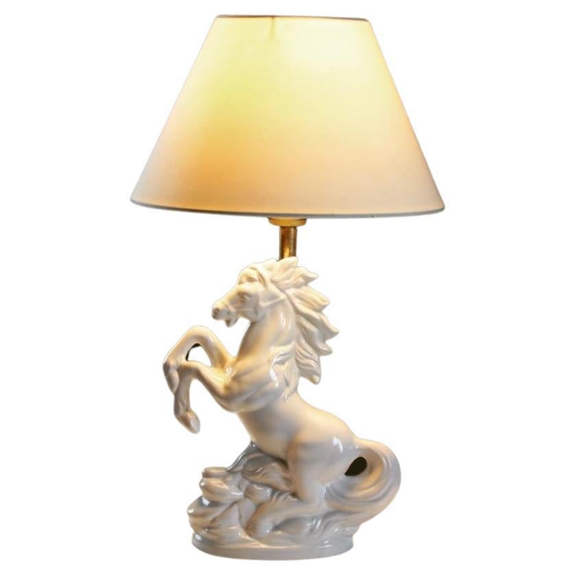 Lampe en céramique cheval cabré, France, années 1980