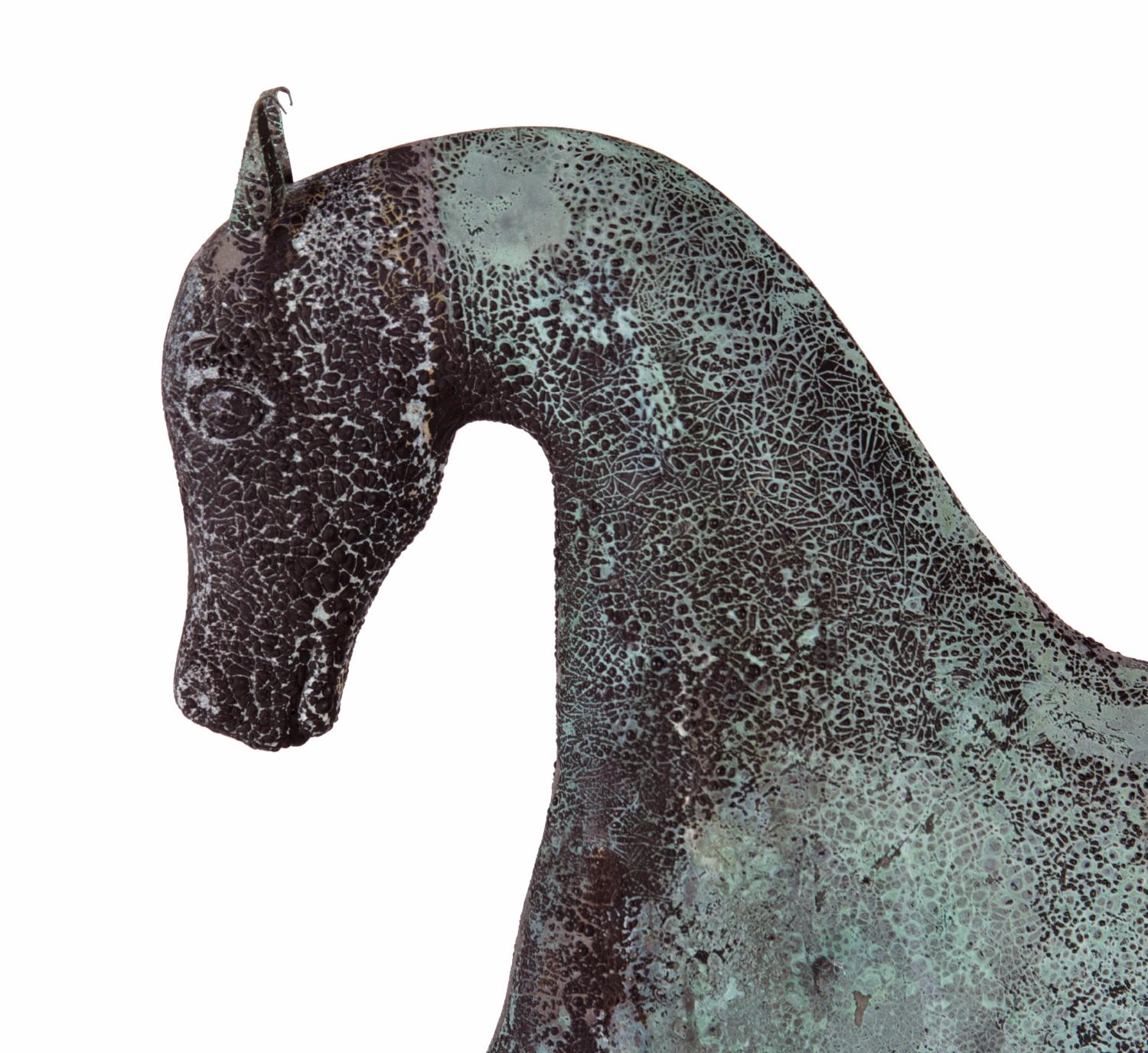 Américain Girouette de cheval cabré, attribuée à Jewel & Co, Waltham, Massachusetts, vers 1860 en vente