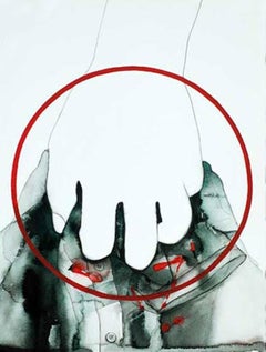 Under the Scanner, Watercolor, Red, Grey, Green by Indian Artist "In Stock"