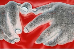 The Act of Touching, Diptych, Acrylic on Canvas, Red by Indian Artist "In Stock"