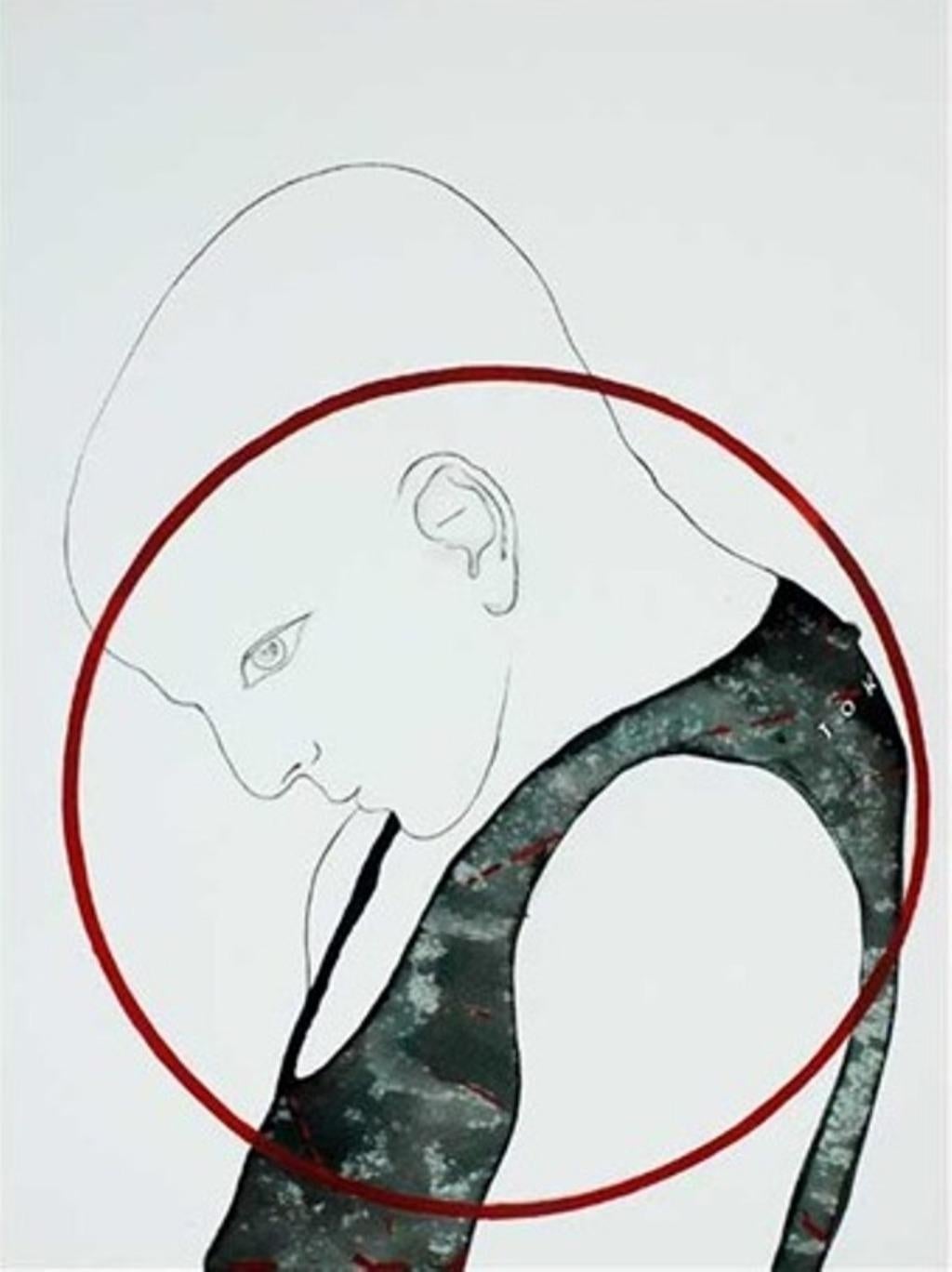 Unter dem Scanner, Mixed Media-Papier (Set von 3 Werken) von Contemporary „In Stock“ (Grau), Figurative Art, von Prasanta Sahu