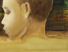 Figure of Women, Painting, Oil, Acrylic on Canvas, Brown, Green, Grey "In Stock"