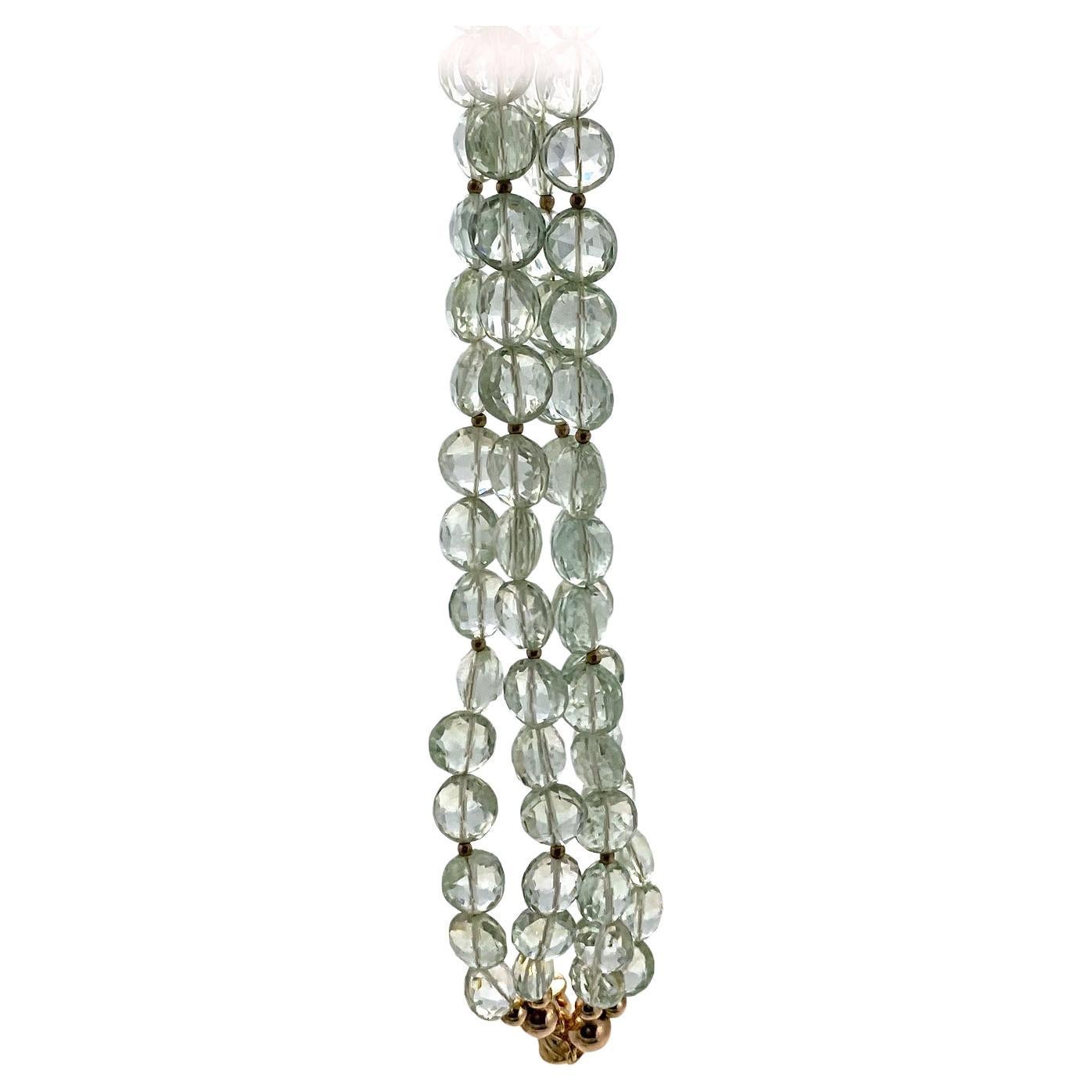 Bracciale a più fili con prasiolite e oro rosa 14K In condizioni Nuovo in vendita a Atlanta, GA