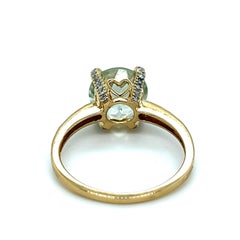 Prasiolite and Diamond Ring in 14k Yellow Gold