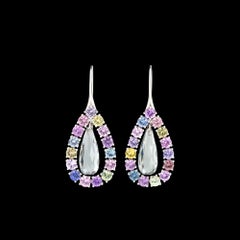 Boucles d
oreilles en or avec Prasiolite et saphir naturel non traité de Wagner Preziosen