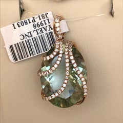 Prasiolite Diamond and Rose Gold Pendant