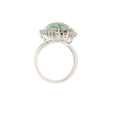 Prasiolite Diamonds Ruby Sapphires 18 Karat White Gold Cocktail Ring