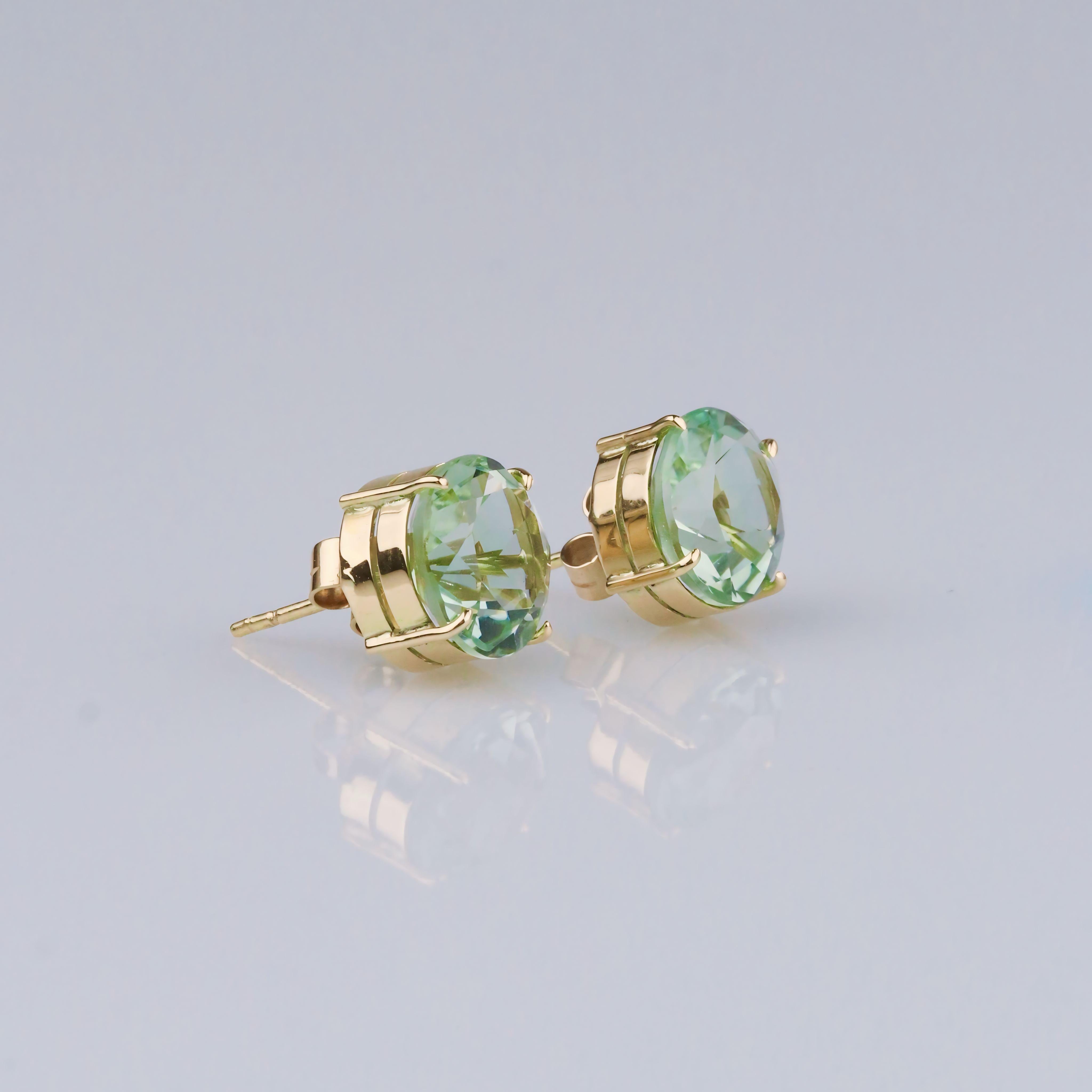 prasiolite earrings yellow gold