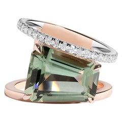 Prasiolite 'Green Amethyst' and White Diamond Pera Ring by Selin Kent