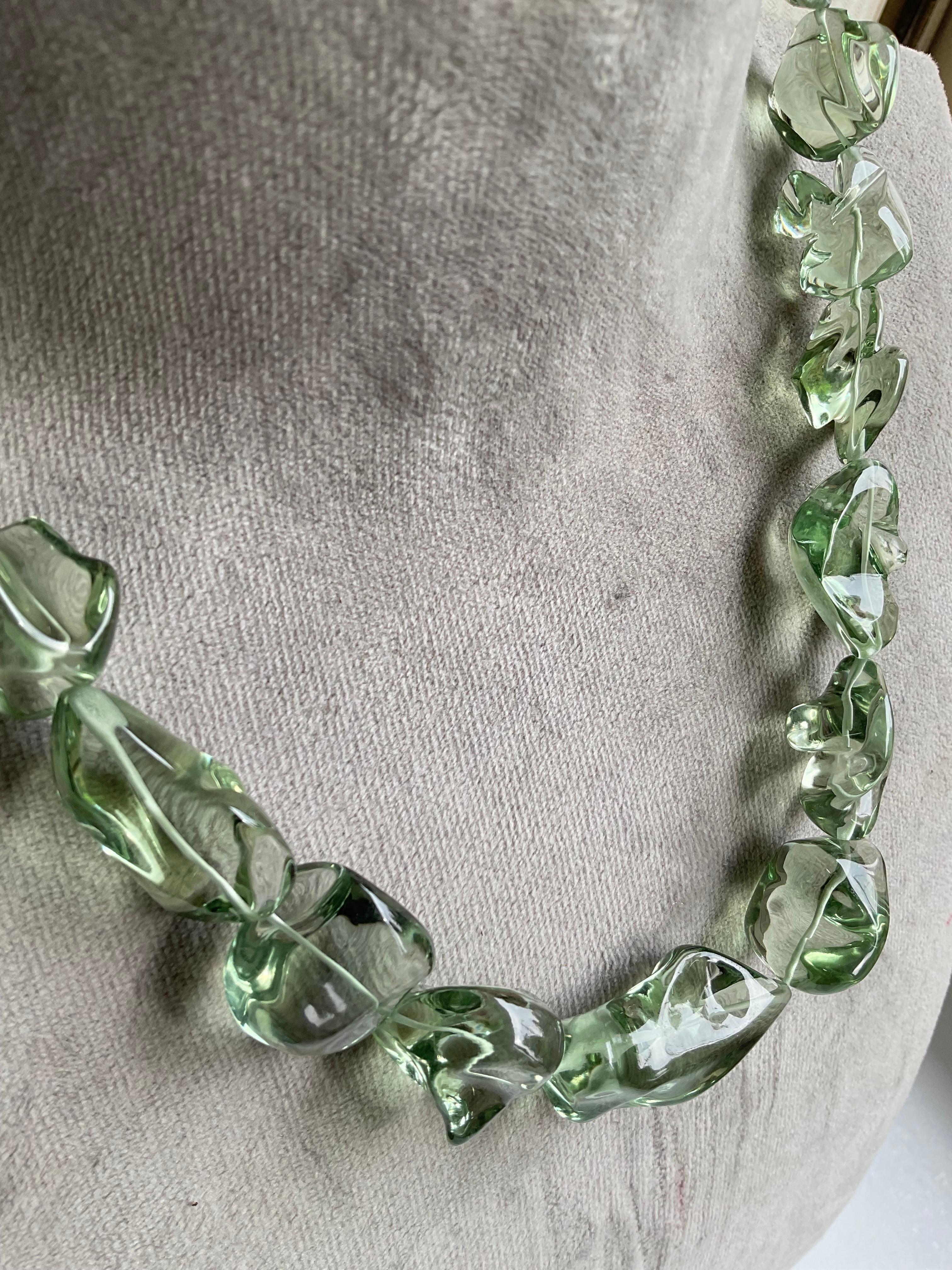 Prasiolite Green Amethyst Quartz Beaded Jewelry Necklace Gem Quality For Sale 2