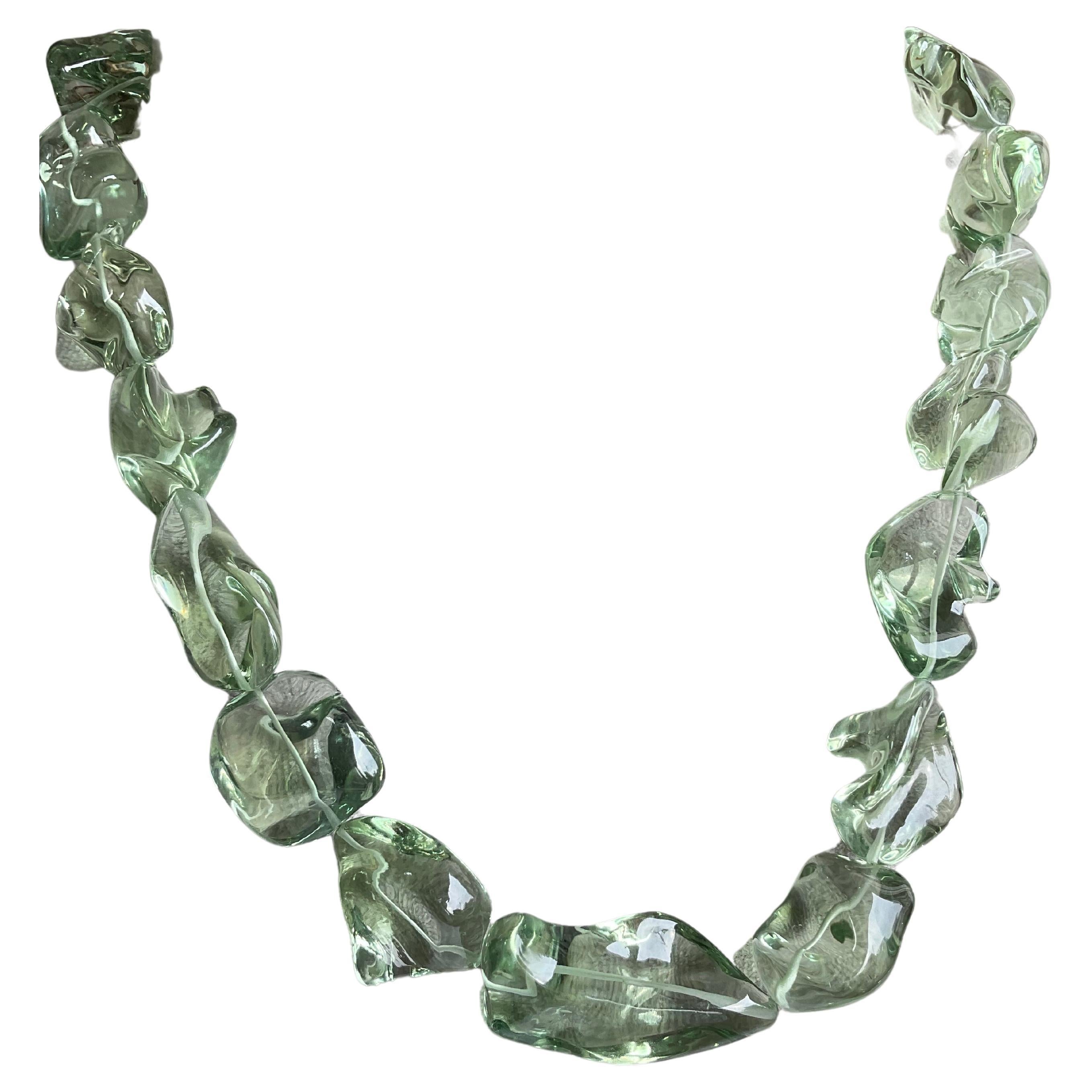Prasiolite Green Amethyst Quartz Beaded Jewelry Necklace Gem Quality For Sale