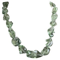 Perlenschmuck-Halskette aus grünem Amethystquarz mit Edelsteinen von Prasiolite
