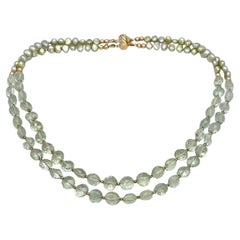 Prasiolite, Pearl and 14K Rose Gold Filled Double Strand Necklace