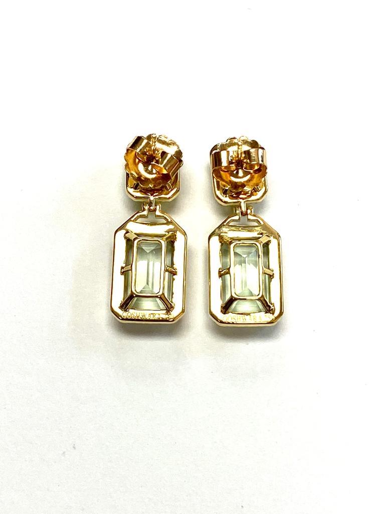 prasiolite earrings yellow gold