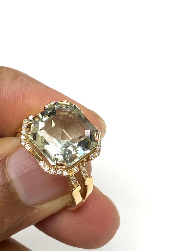 Bague Goshwara en émeraude taille carrée, Prasiolite et diamants Neuf - En vente à New York, NY