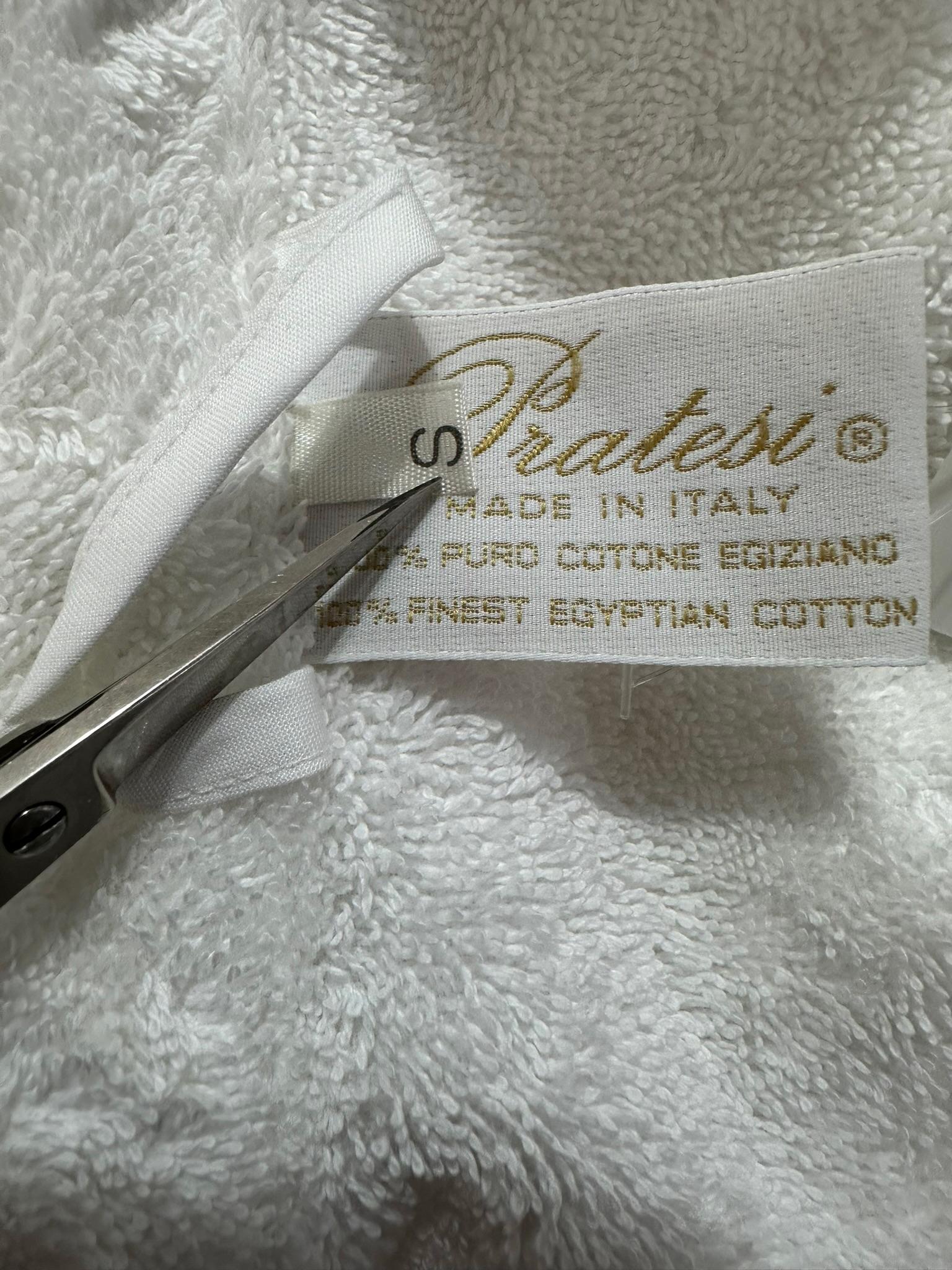 PRATESI Treccia White Soft Thick 100% Cotton Terry Robe Peach Pink Embroidery S For Sale 10