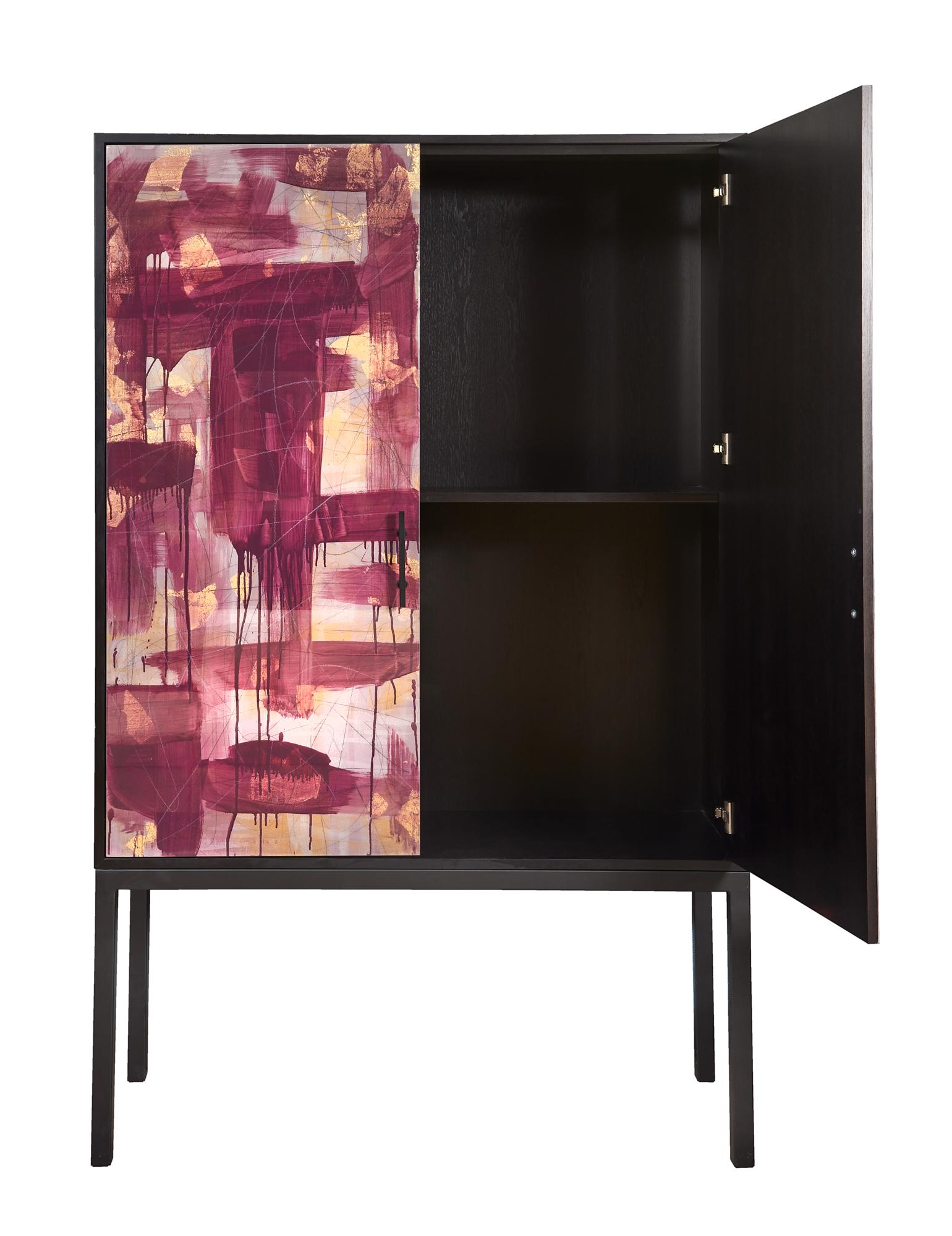 Canadian The Pratt Armoire, hand-painted art door cabinet  For Sale