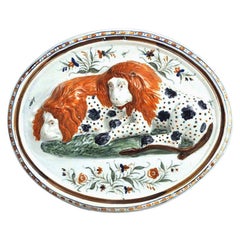 Prattware Pearlware Pottery Plaque of Lions