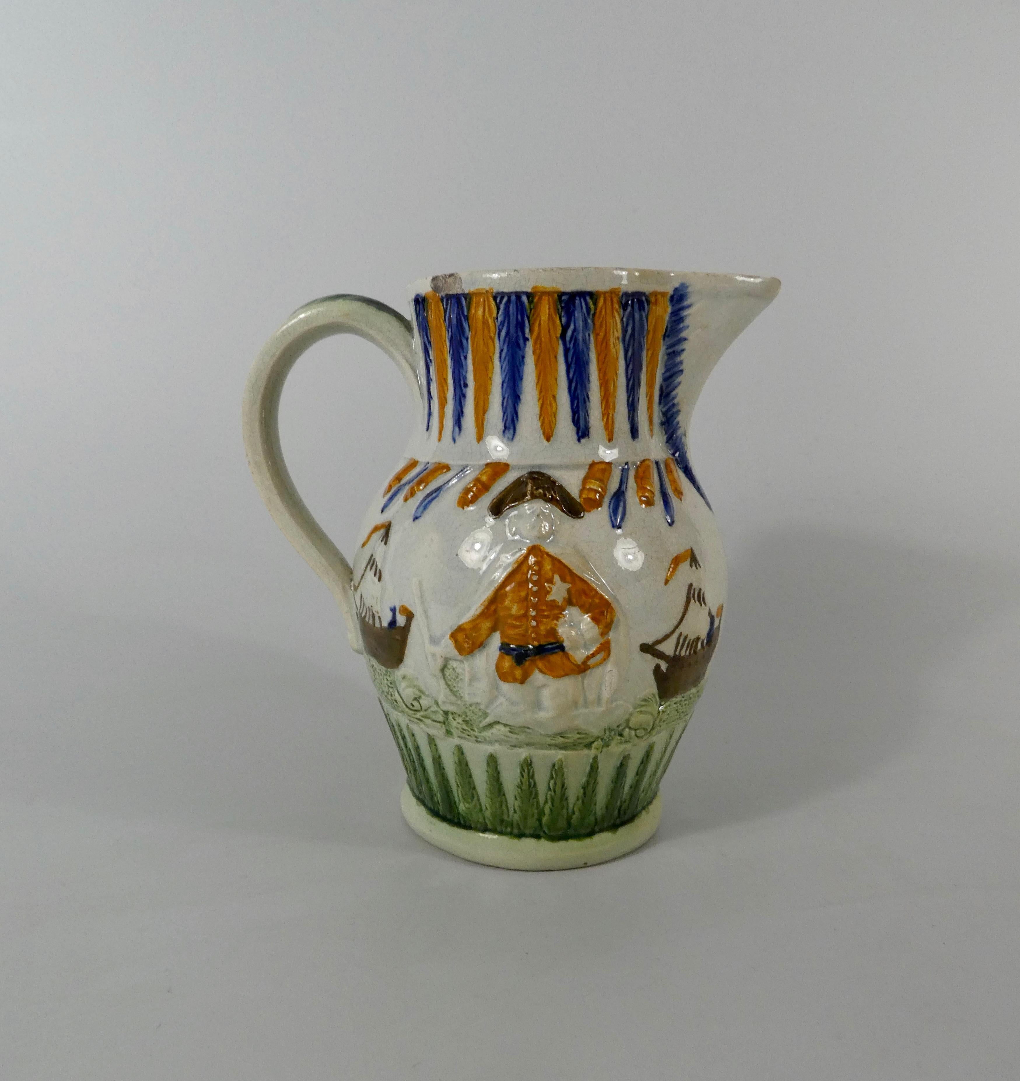 Fired Prattware Pottery Jug ‘Admiral Duncan’, circa 1798