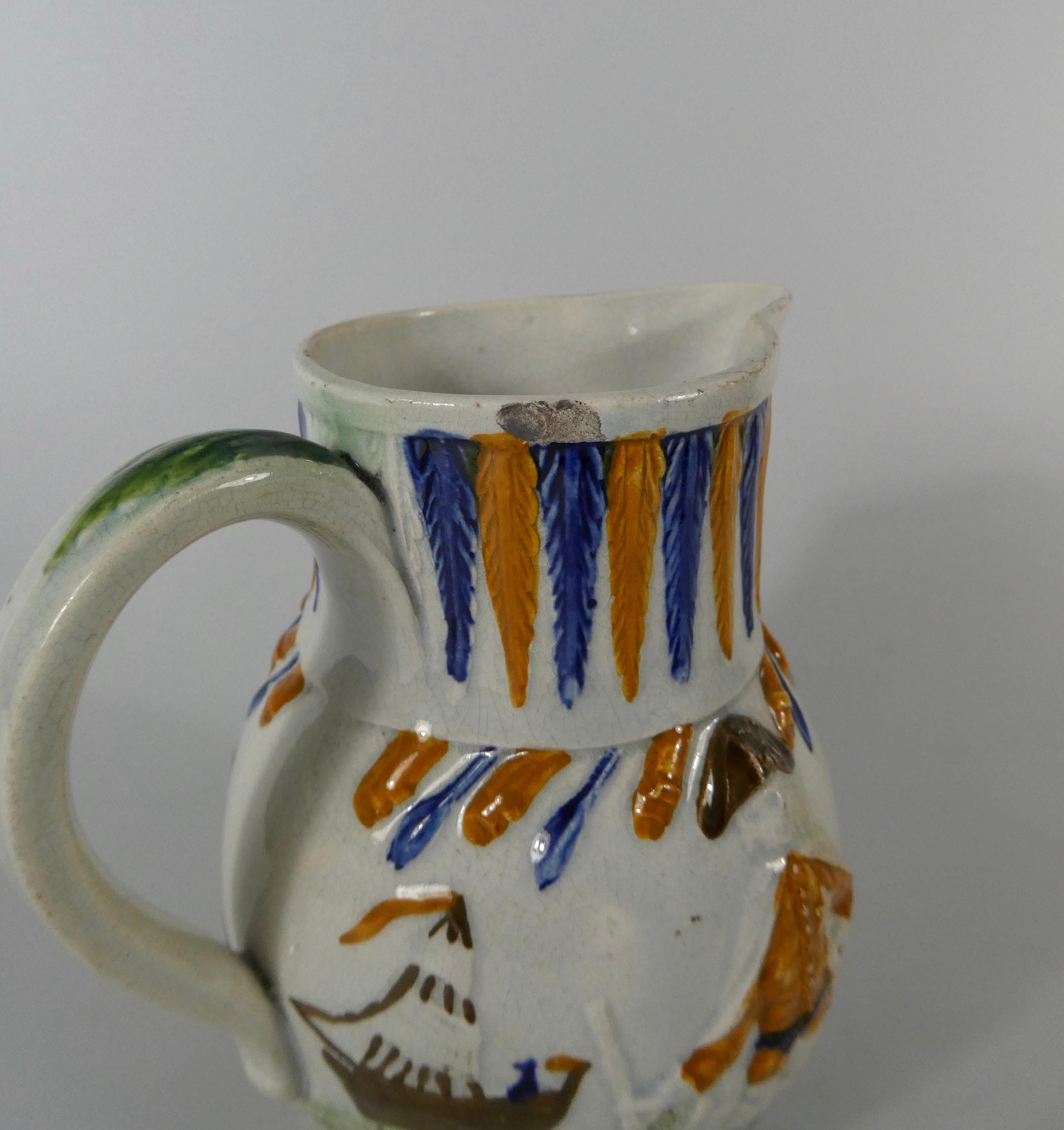 Earthenware Prattware Pottery Jug ‘Admiral Duncan’, circa 1798