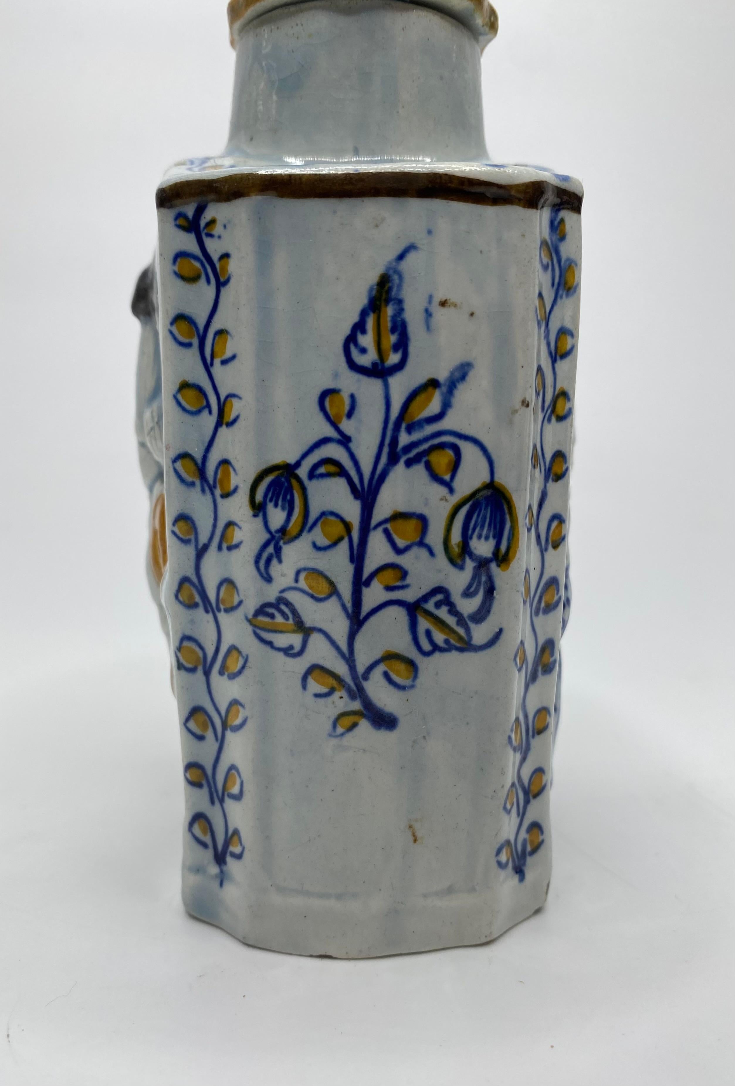 Prattware pottery ‘Macaroni’ tea caddy and cover, c. 1800. 1