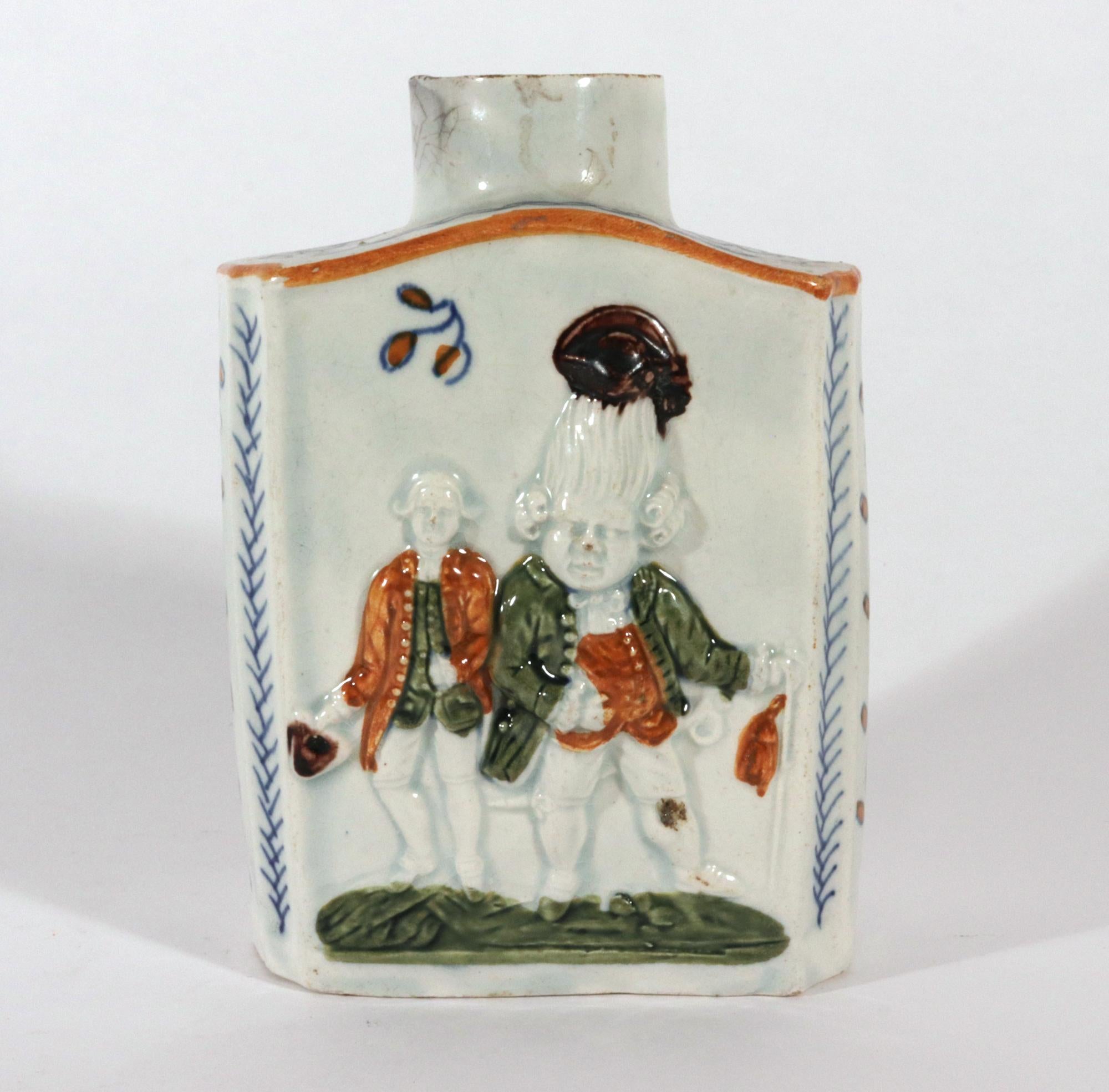 Prattware Pottery Macaroni Tea Caddy, Posiblemente Prestonpans. Escocia Escocés en venta