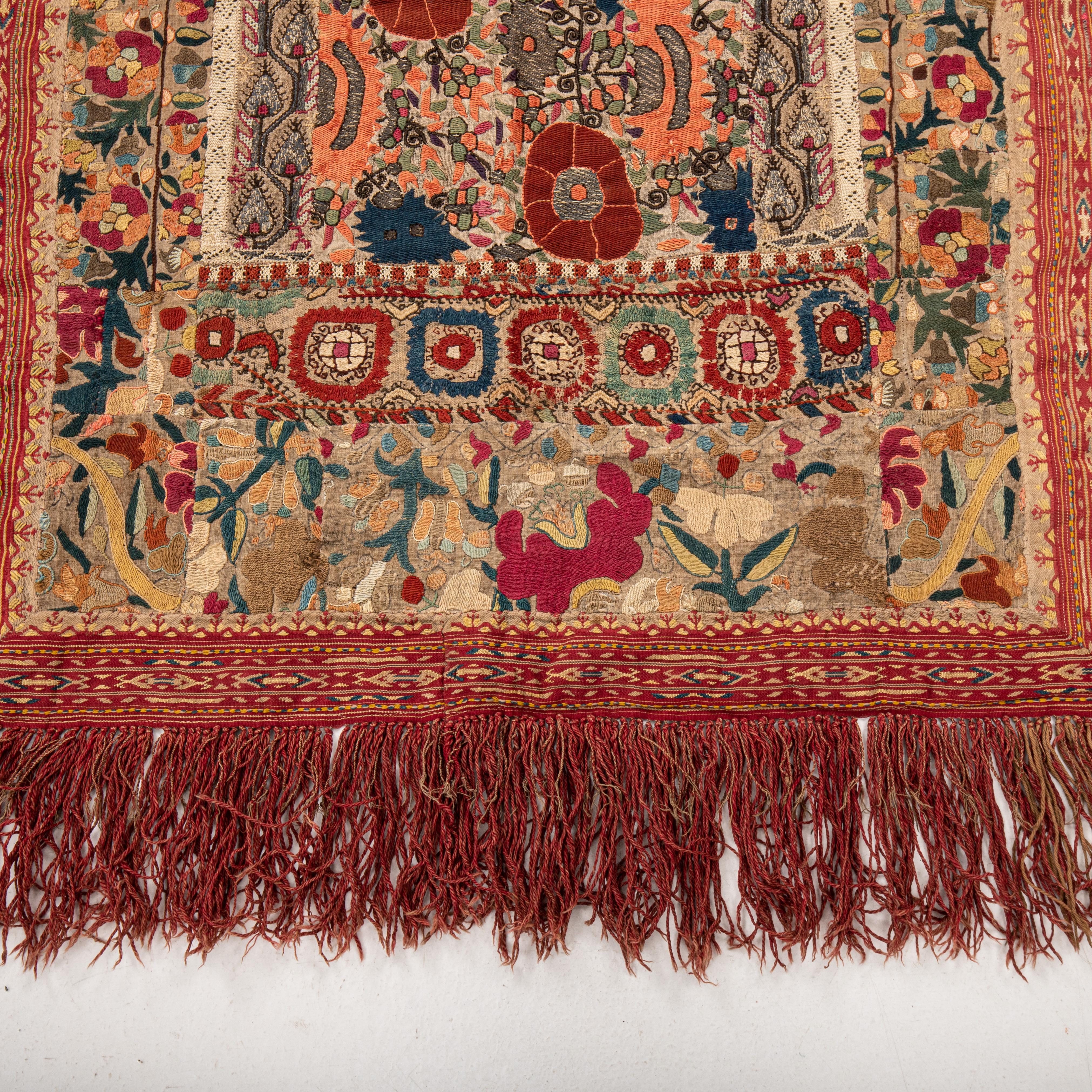 Embroidered Prayer Arch made from antique Greek embroidery Fragments in the 19th C.