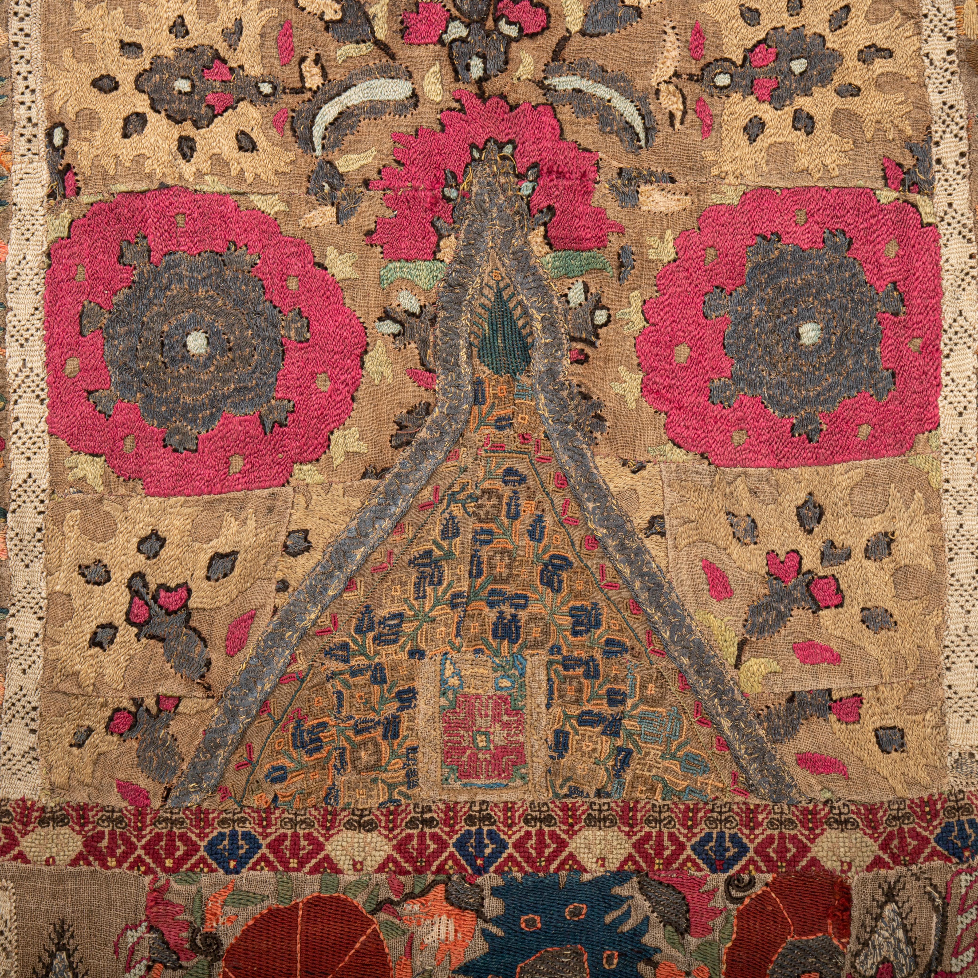 Prayer Arch made from antique Greek embroidery Fragments in the 19th C. For Sale 1