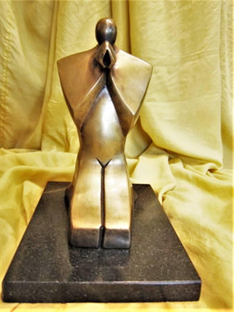 Prayer, American Modern Streamlined Bronze Sculpture, circa 1980s In Good Condition For Sale In New York, NY