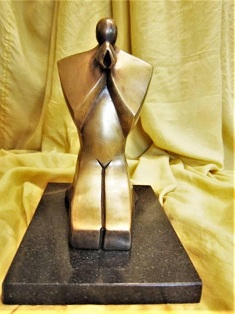 Fin du 20e siècle Prière, Sculpture en Bronze Aérodynamique de Style Moderne Américain, vers 1980