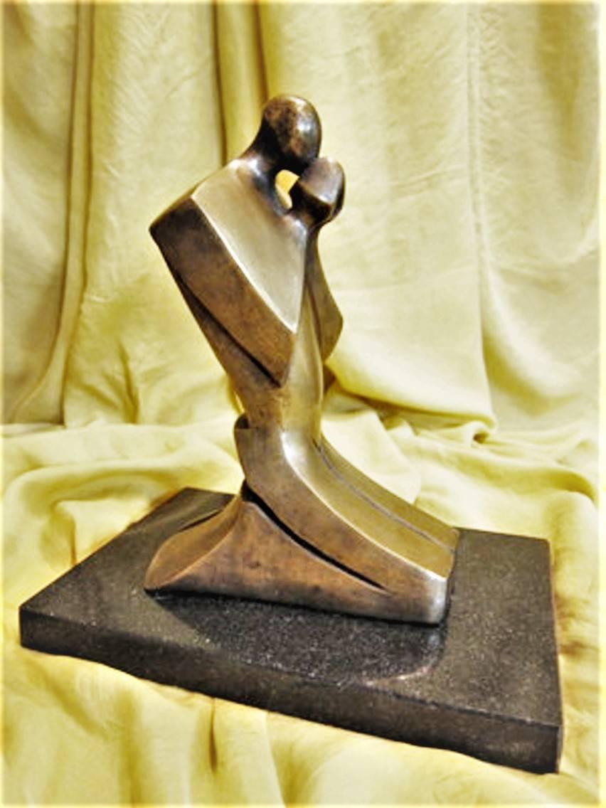 Late 20th Century Prayer, American Modern Streamlined Bronze Sculpture, circa 1980s For Sale