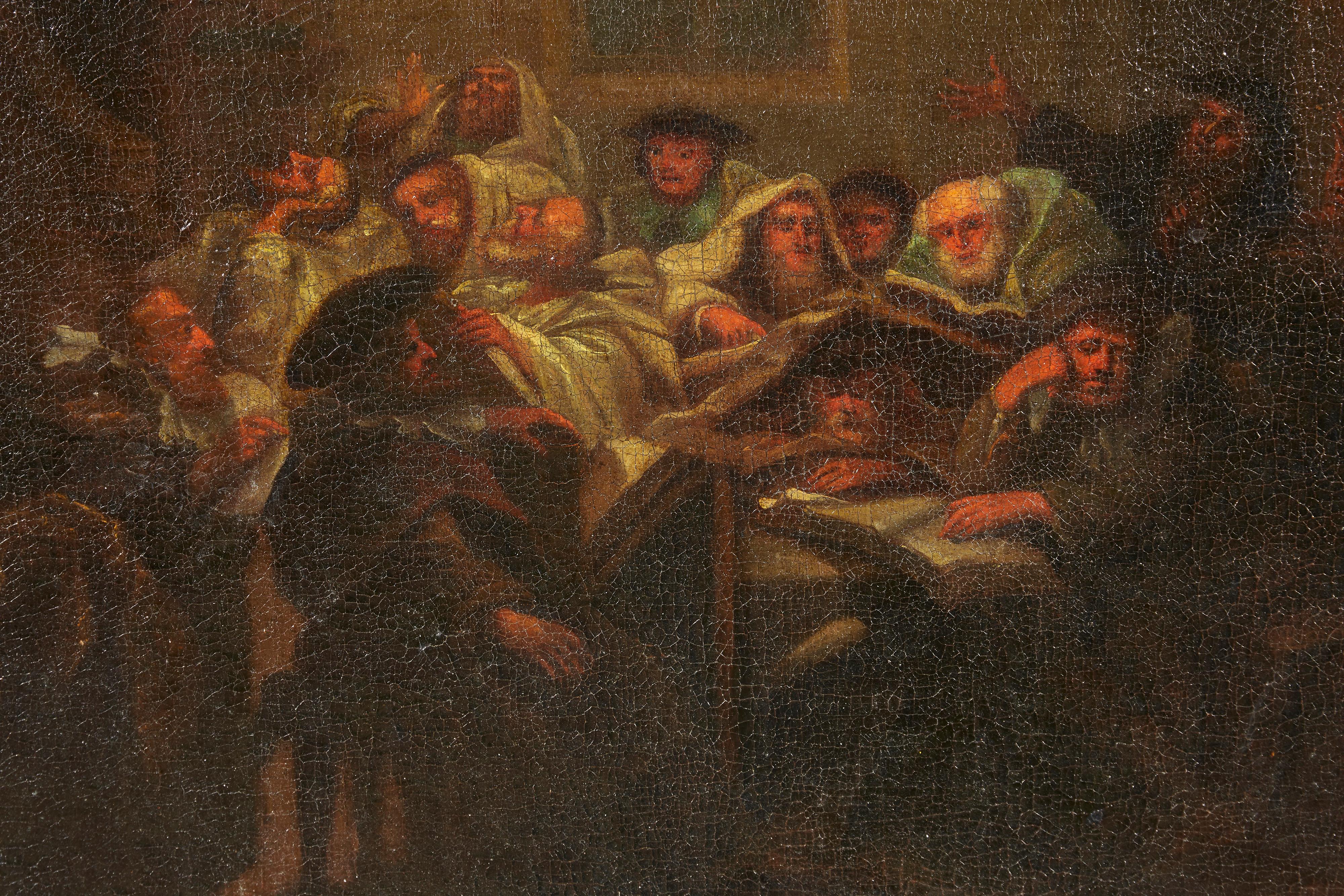 italien Prières à la synagogue:: XVIIe siècle Italie Peinture de maître ancien