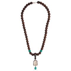 Praying Bead Necklace with Crystal Buddha Pendant