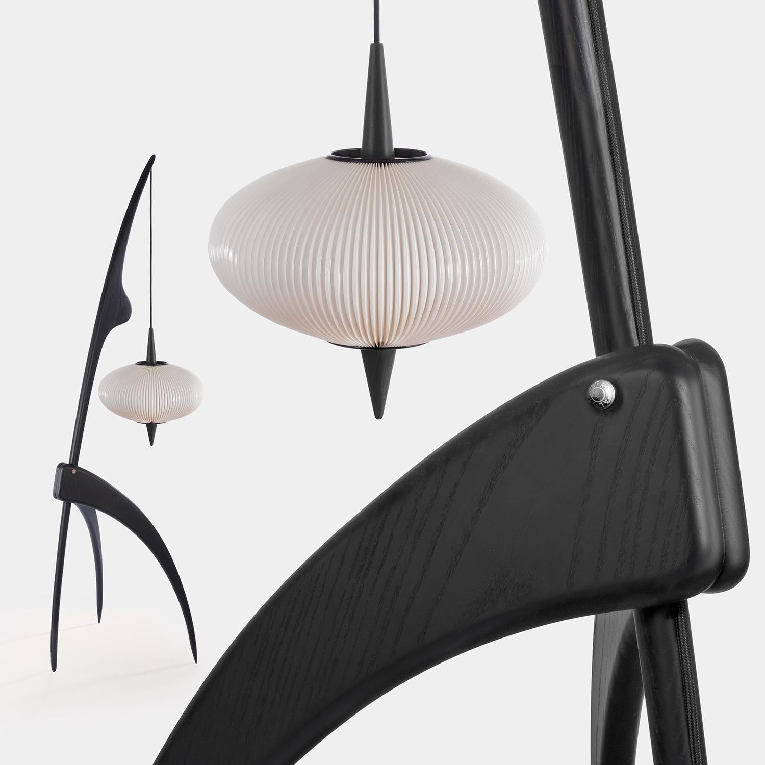 French PRAYING MANTIS Floor Lamp in Black Ash by Rispal For Sale