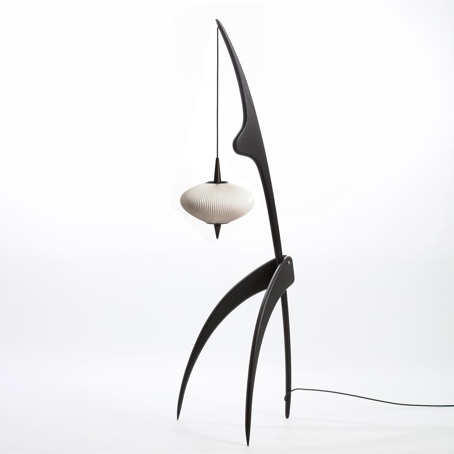 Contemporary PRAYING MANTIS Floor Lamp in Black Ash by Rispal For Sale