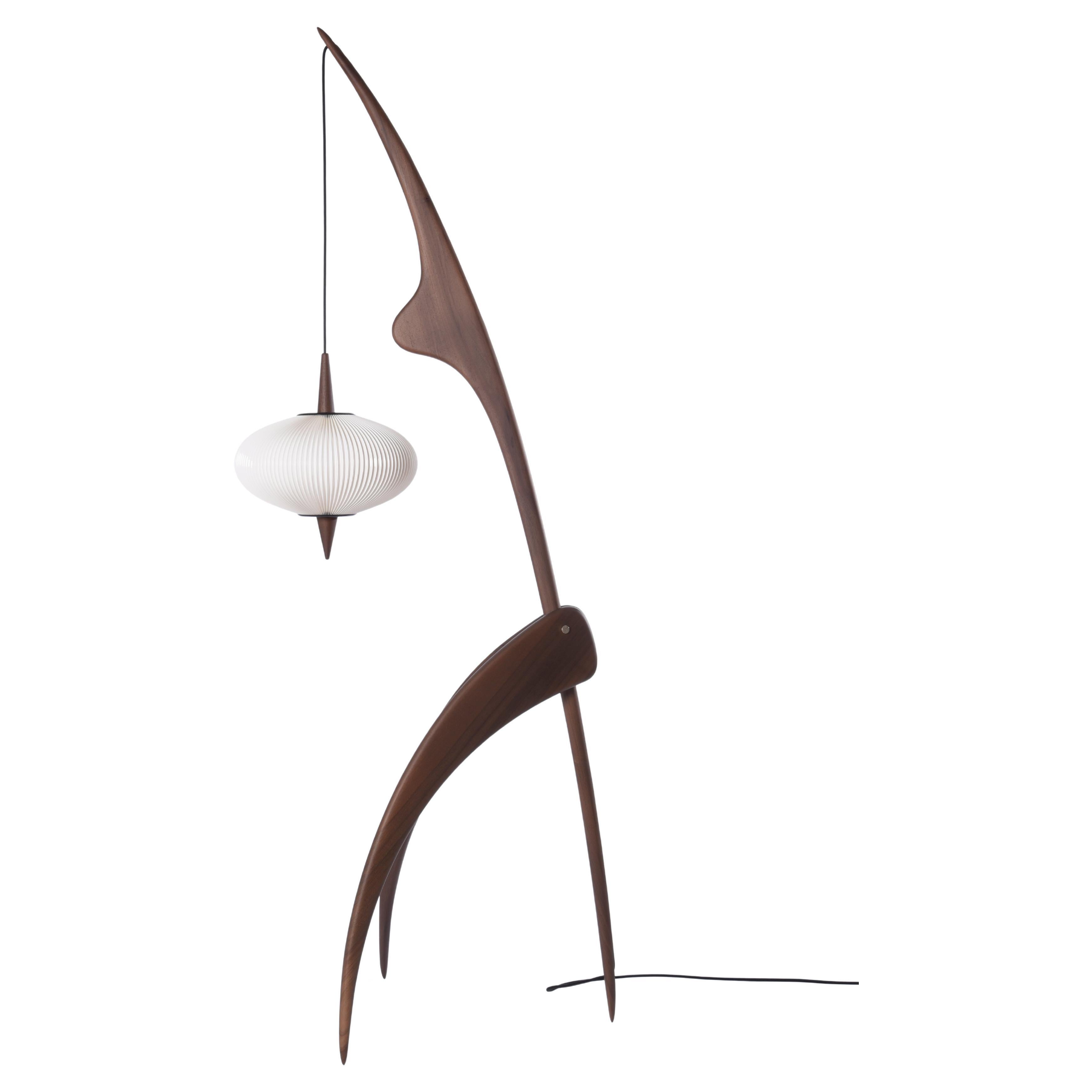 PRAYING MANTIS Floor Lamp in French Walnut by Rispal