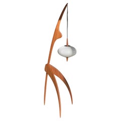 PRAYING MANTIS Floor Lamp in Natural Mahogany by Rispal
