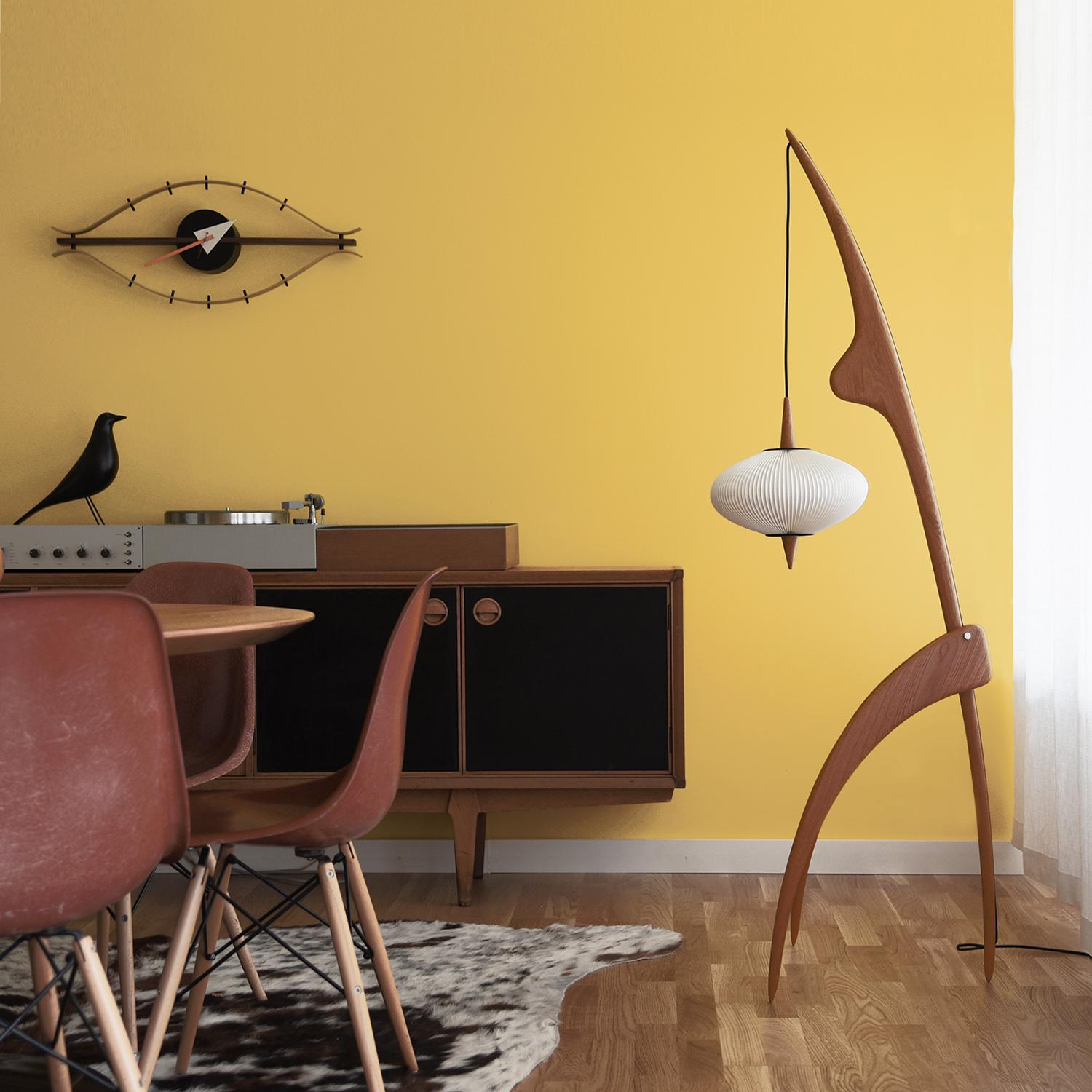 Francese Lampada da terra PRAYING MANTIS in Oak Oak Vintage di Rispal in vendita