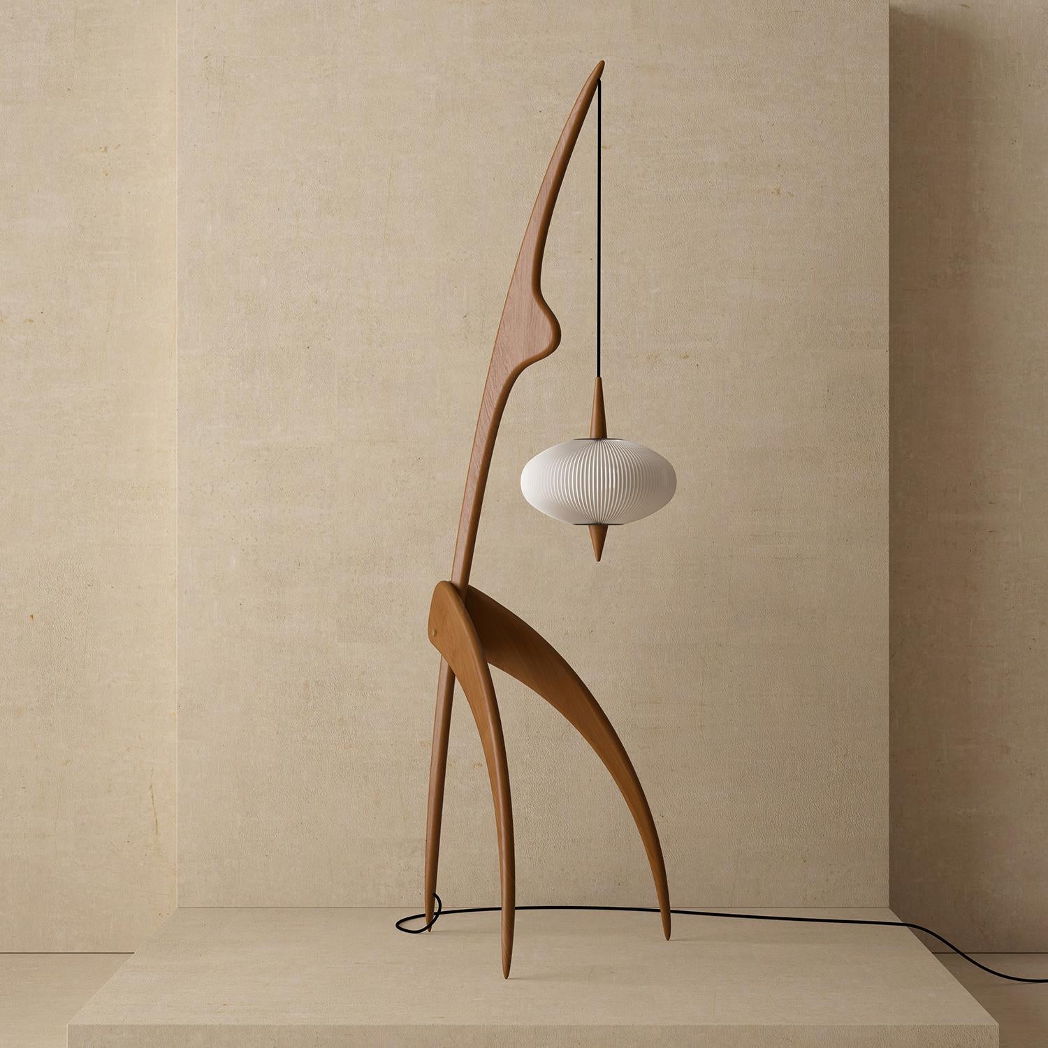 Lampada da terra PRAYING MANTIS in Oak Oak Vintage di Rispal In condizioni Nuovo in vendita a Brooklyn, NY