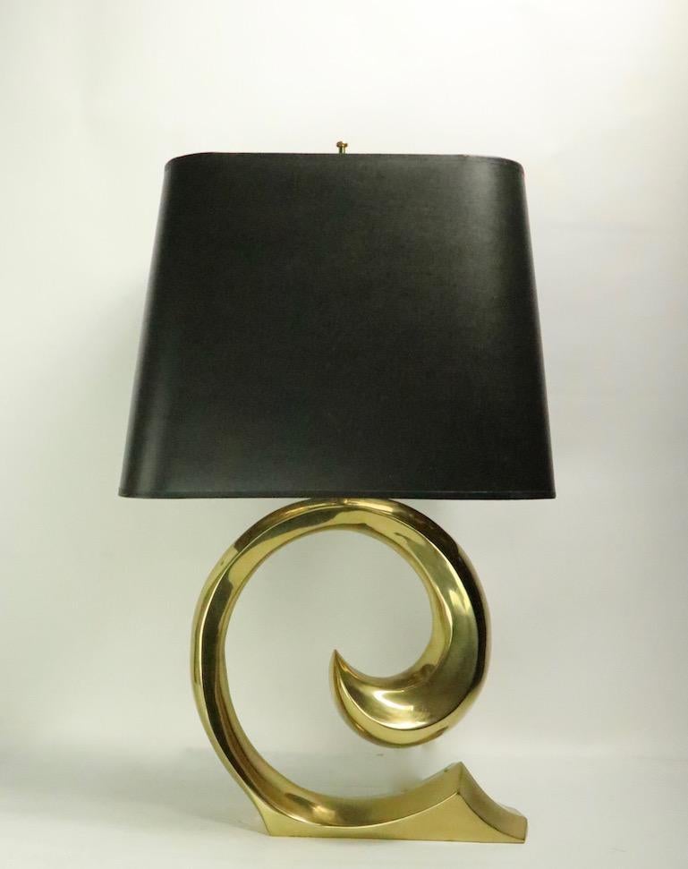 Pair of Brass Wave Lamps by Erwin Lambeth Design Attributed to Pierre Cardin 4