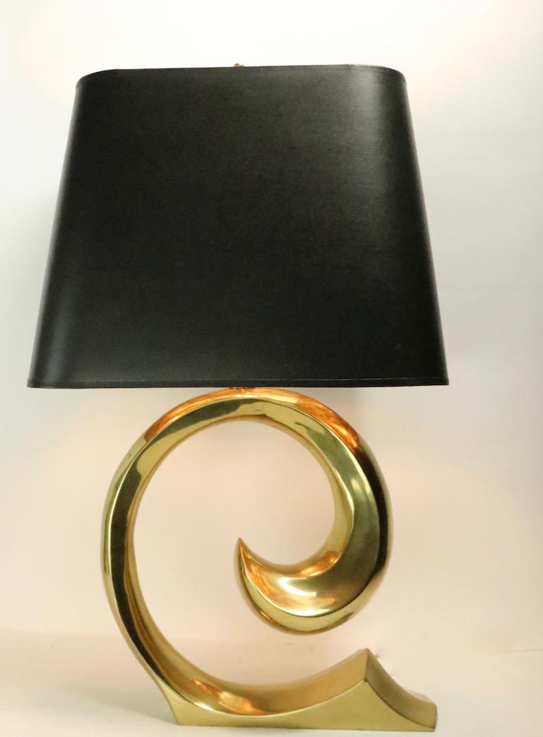 Pair of Brass Wave Lamps by Erwin Lambeth Design Attributed to Pierre Cardin 5