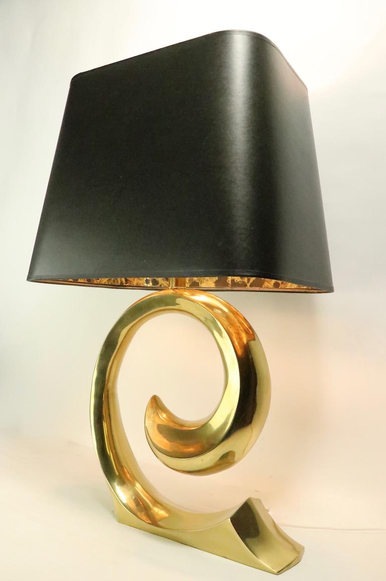 Pair of Brass Wave Lamps by Erwin Lambeth Design Attributed to Pierre Cardin 6