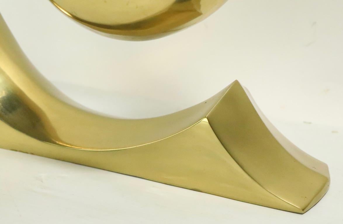 South Korean Pair of Brass Wave Lamps by Erwin Lambeth Design Attributed to Pierre Cardin