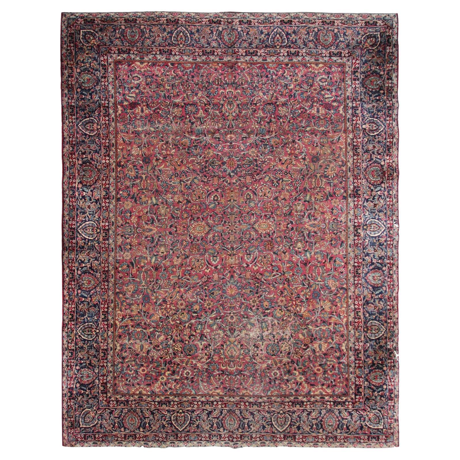 Antiker antiker Lavar Kerman-Teppich aus der Zeit vor 1900, antiker persischer Lavar lila Persischer Teppich 