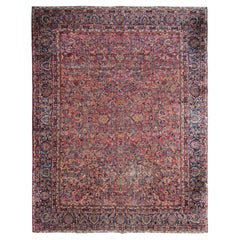 Antiker antiker Lavar Kerman-Teppich aus der Zeit vor 1900, antiker persischer Lavar lila Persischer Teppich 