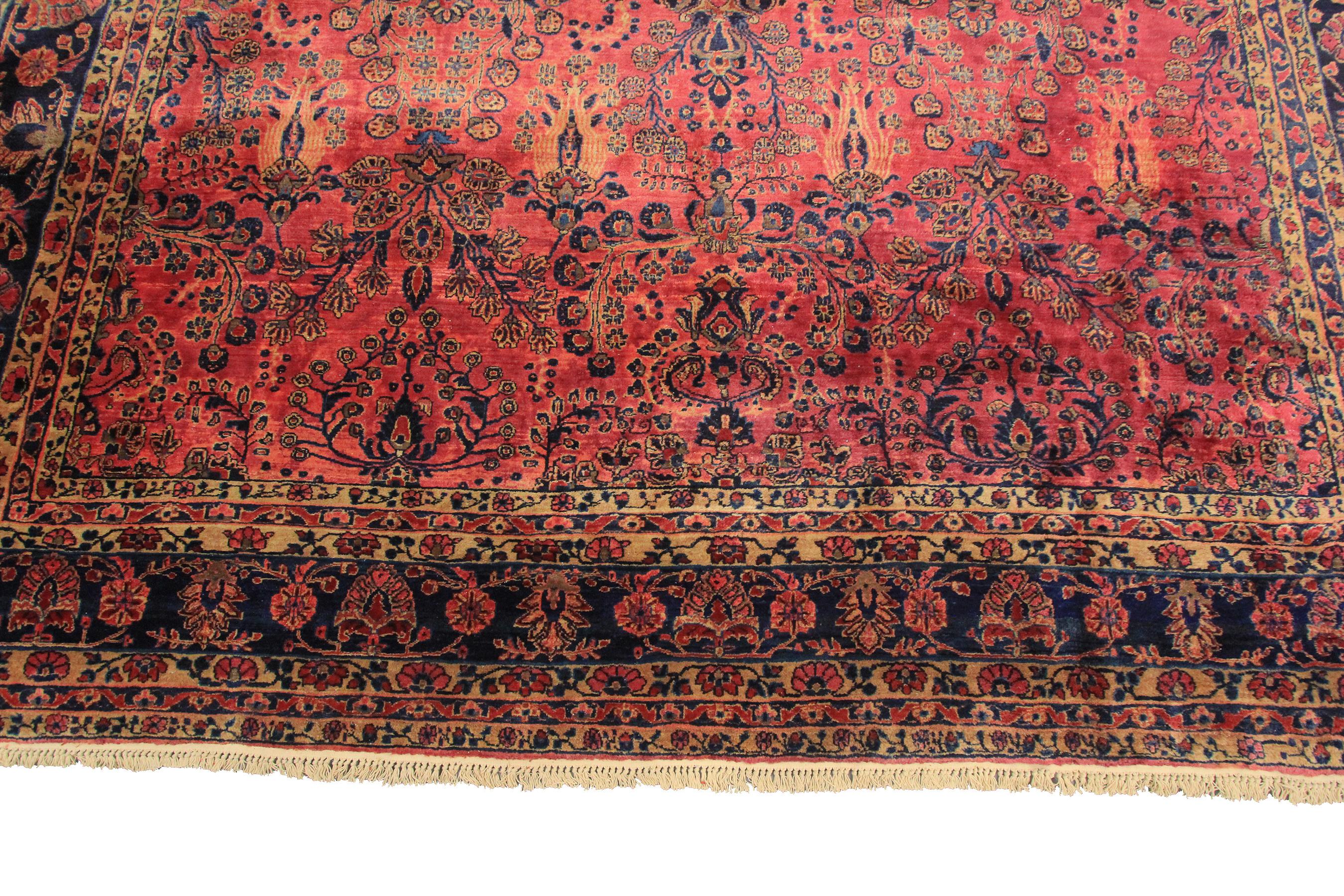 Pre-1900s Antique Persian Mohajeran Rug Oversized Antique Persian Rug 1890 For Sale 4