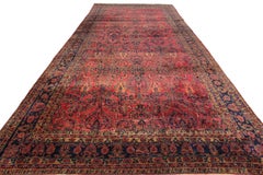 CYBER EVENT Antique Persian Mohajeran Rug Manchester Wool 340×610cm 11x20 c.1890