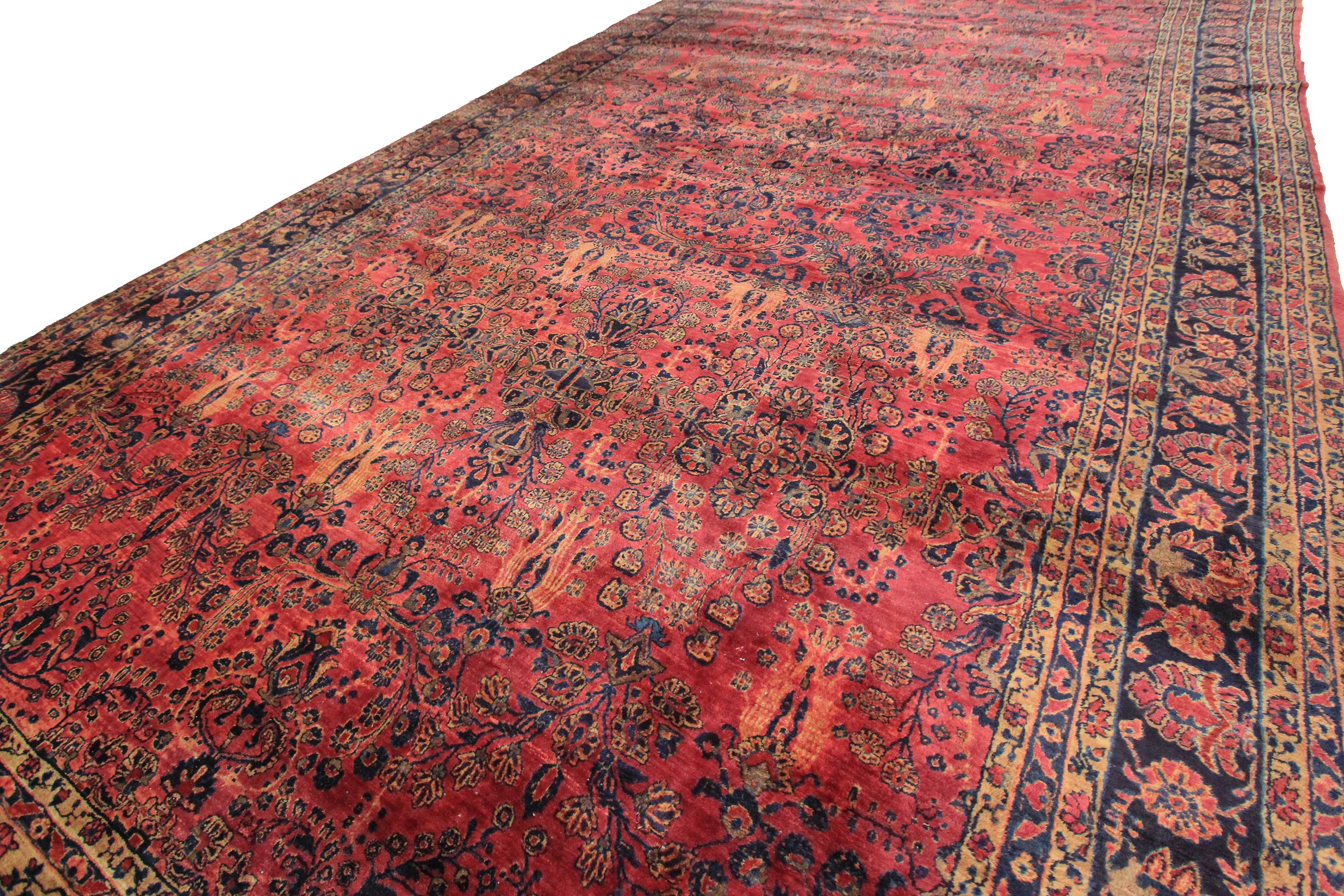 Pre-1900s Antique Persian Mohajeran Rug Oversized Antique Persian Rug 1890 For Sale 2